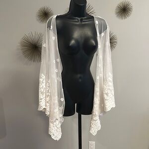 Elegant Sheer White Floral Kimono